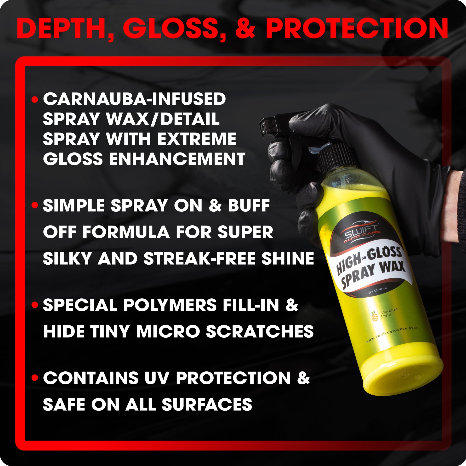 Car Spray Wax for Car Detailing - Quick and Easy Carnauba Liquid Car Wax  Spray for Instant Gloss and Protection - Multi Surface Premium Brazilian